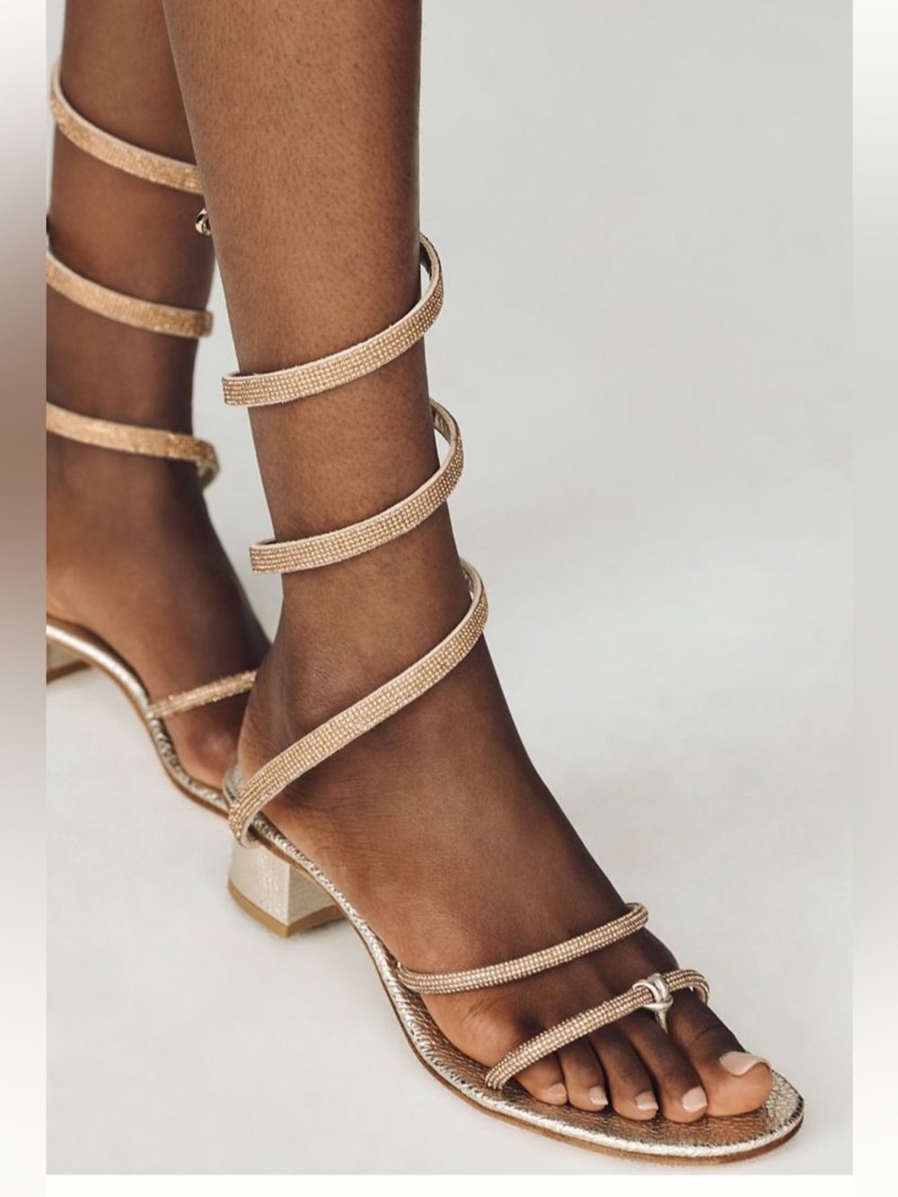 NWT Anthropologie Strappy Metallic Gold Gladiator Sandals Size 8.5